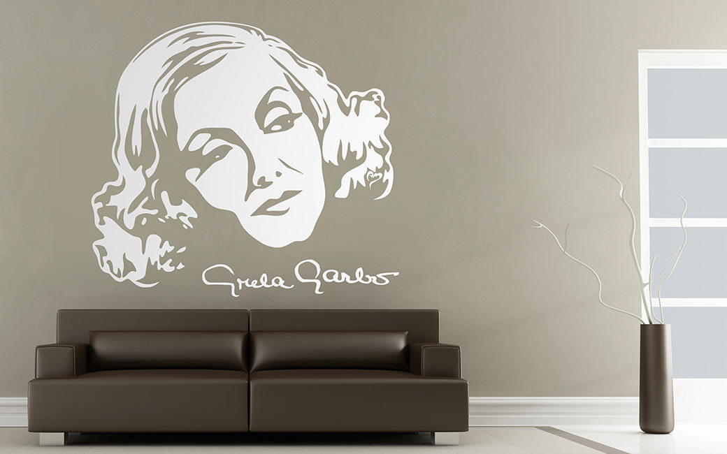 Filmstjärnan Greta Garbo porträtt väggdekor i inredning - MONROE DESIGN